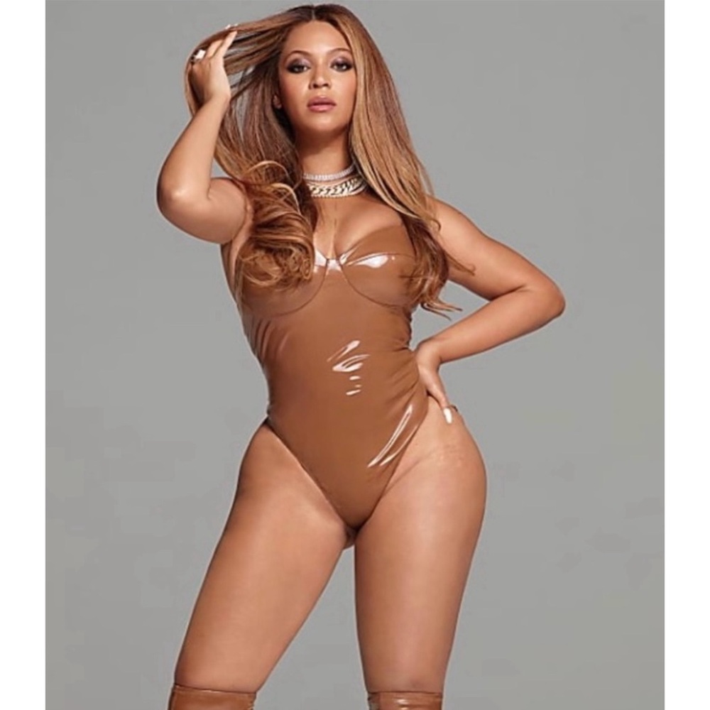 Adidas Ivy Park by Beyonce Latex Corset Bodysuit in Wild Brown Medium